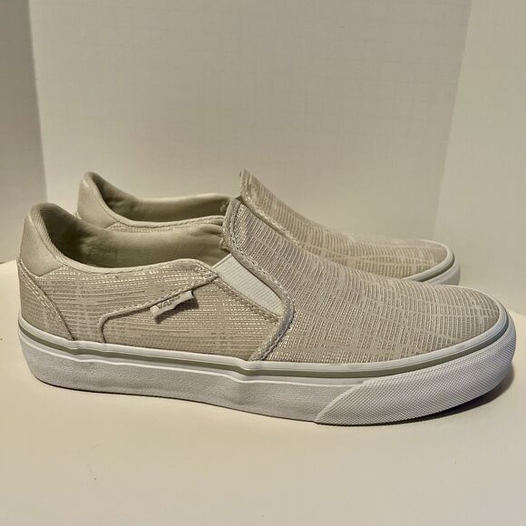 Vans Asher Deluxe Comfort Slip On Sneakers Women's 7.5 Woven Textile Light Gray - Picture 5 of 8